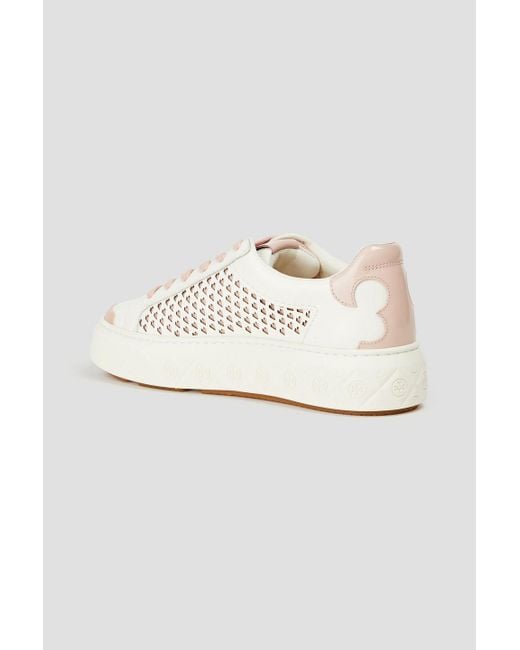 Tory Burch White Ladybug Laser-cut Leather Sneakers