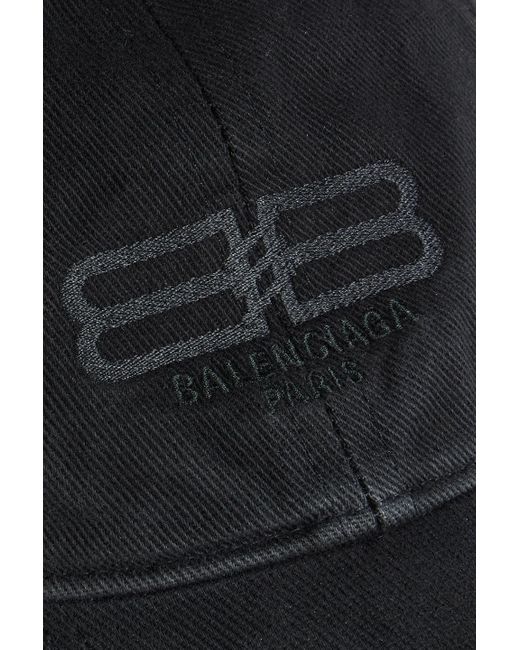 Balenciaga Black Embroidered Cotton-twill Baseball Cap