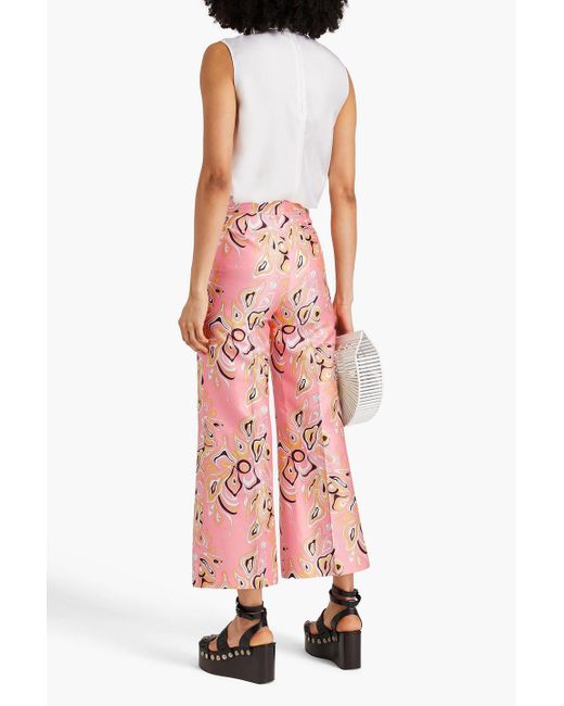 Emilio Pucci Pink Printed Cotton And Silk-blend Twill Flared Pants