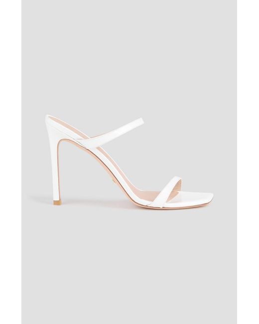 Stuart Weitzman White Aleena 100 Patent-leather Sandals