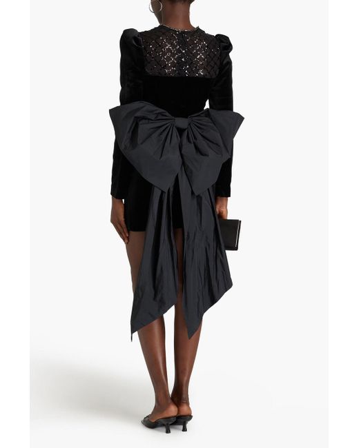 Rebecca Vallance Black Onyx Embellished Tulle And Velvet Mini Dress