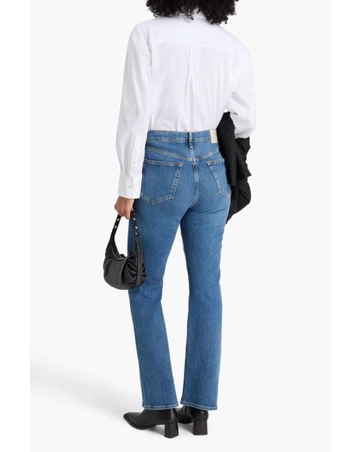 Rag & Bone Blue Hoch sitzende bootcut-jeans "peyton" in ausgewaschener optik