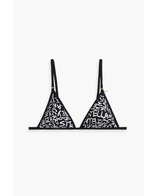 Stella McCartney Black Logo-print Triangle Bikini Top