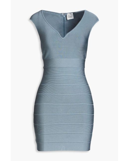 Hervé Léger Blue Bandage Mini Dress