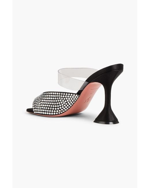 AMINA MUADDI Black Paloma Crystal-embellished Satin And Pvc Mules