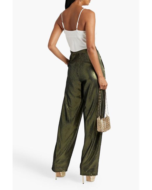 Ronny Kobo Green Claire Sequined Crepe Wide-leg Pants