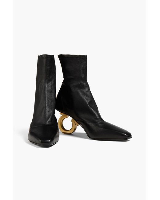Ferragamo Black Adhar Leather Ankle Boots
