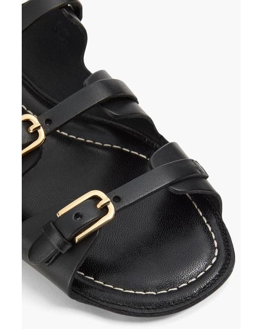 Sandro Black Buckled Leather Sandals