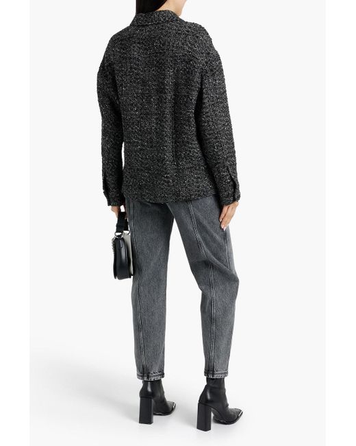 IRO Black Derya Bouclé-knit Wool-blend Jacket