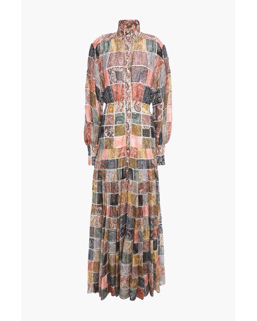 Zimmermann Multicolor Ninety-six Patchwork-effect Printed Linen And Silk-blend Maxi Dress