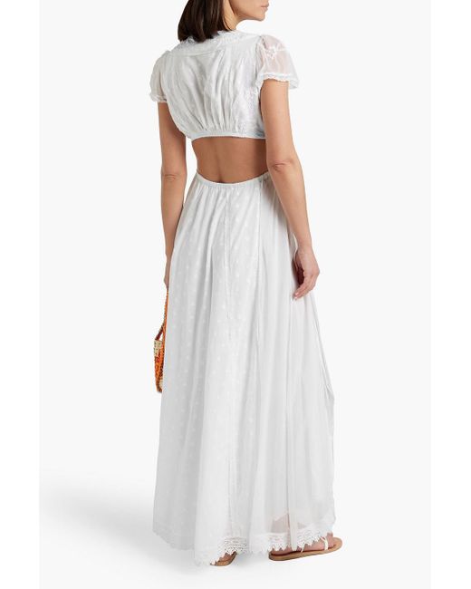 LoveShackFancy White Cutout Fil Coupé Cotton-gauze And Georgette Maxi Dress