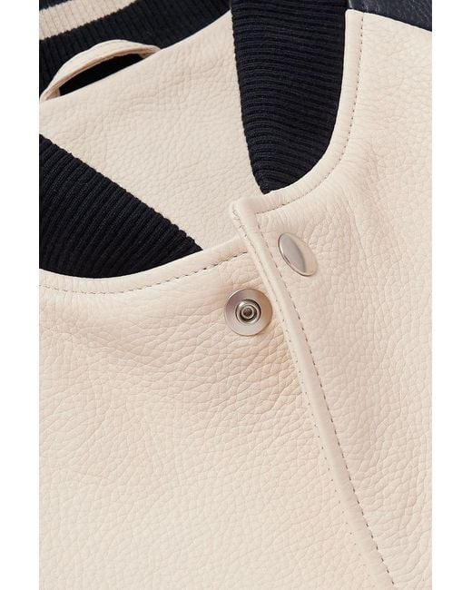 Mr P. Black Leather Varsity Jacket for men