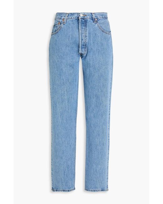 Re/done Blue High-rise Straight-leg Jeans
