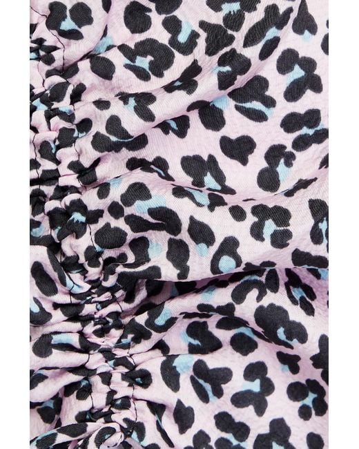 Maje Pink Maxikleid aus cloqué mit leopardenprint und cut-outs