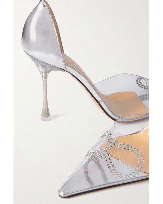 Mach & Mach White Crystal-embellished Pvc And Leather Pumps