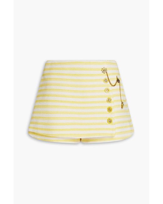 Zimmermann Natural Skirt-effect Striped Cotton-blend Shorts