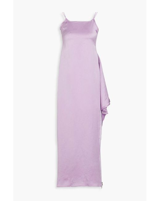J.W. Anderson Purple Zip-detailed Crepe-satin Midi Dress