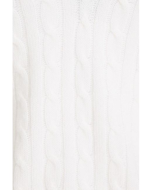 Sandro White Embroidered Cable-knit Wool And Cashmere-blend Sweater