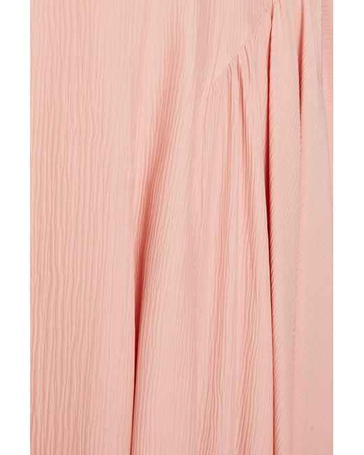 TOVE Pink Maren Gathered Silk-crepon Midi Dress