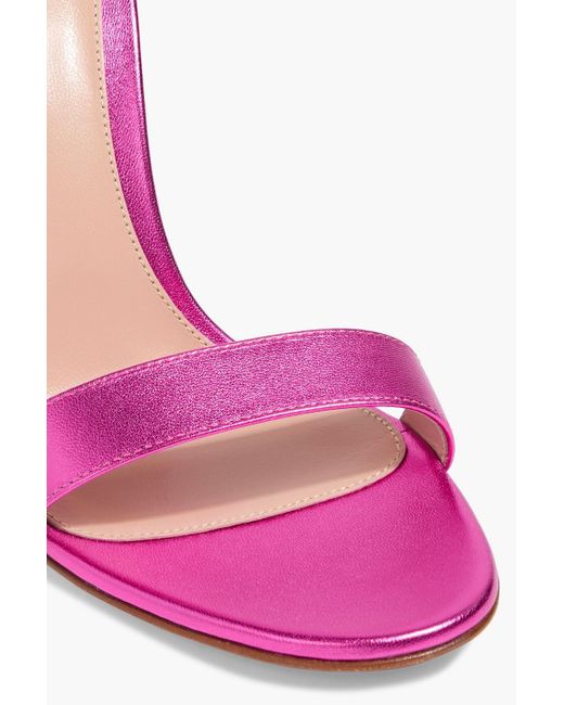 Gianvito Rossi Pink Portofino 105 Metallic Leather Sandals