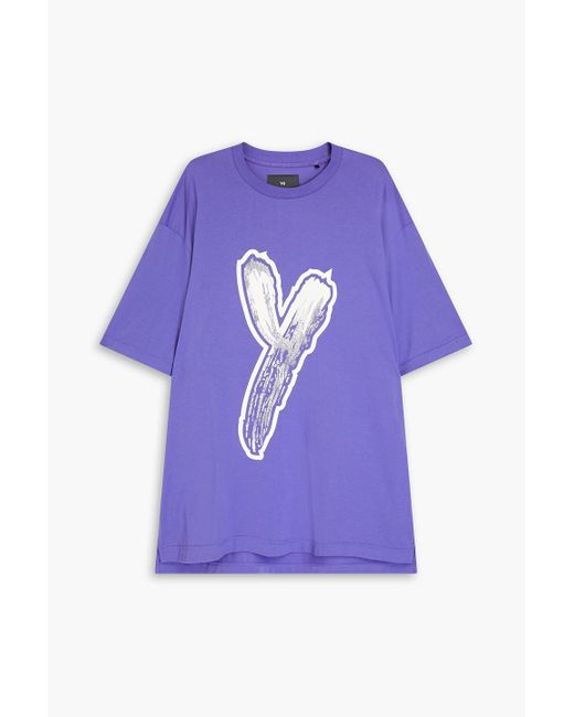 Y-3 T-shirt aus stretch-baumwoll-jersey mit logoprint in Purple für Herren
