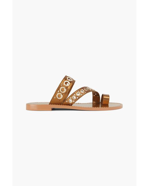 Sandro Metallic Embellished Cutout Leather Sandals