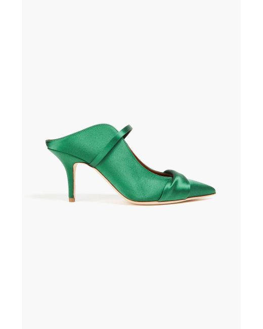Malone Souliers Green Maureen mules aus satin mit twist-detail