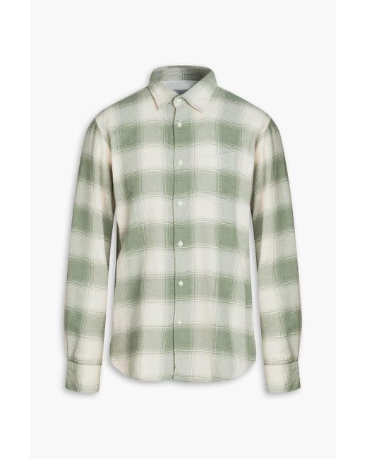 Officine Generale Green Giacomo Checked Cotton-flannel Shirt for men