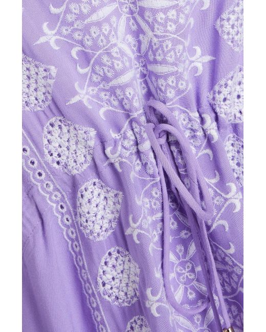 Melissa Odabash Purple Isabelle Crochet-trimmed Broderie Anglaise Kaftan