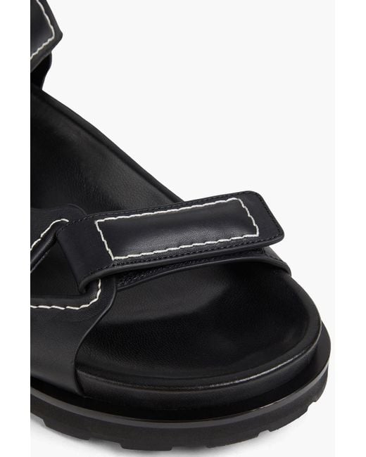 Jil Sander Black Topstitched Leather Sandals for men