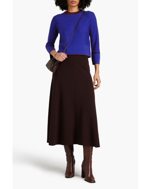 Victoria Beckham Blue Cropped Wool-blend Sweater