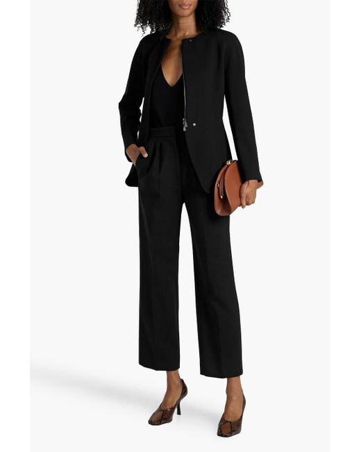 Max Mara Black Verbano Wool-Blend Crepe Straight-Leg Pants