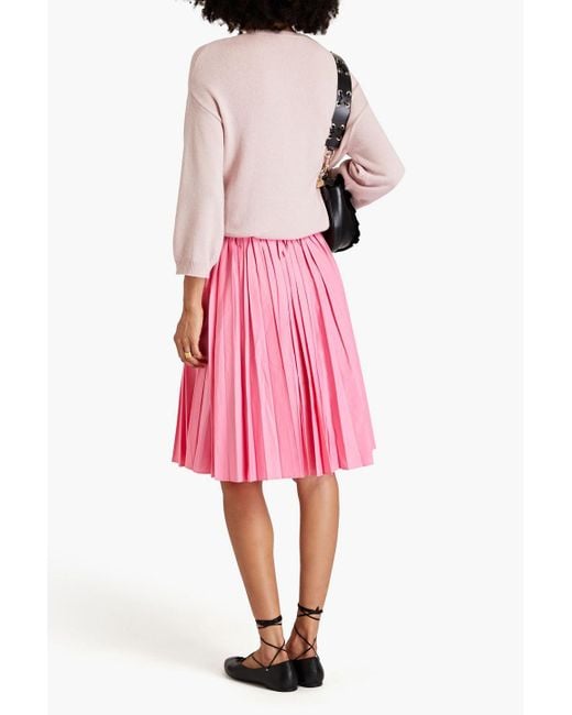 RED Valentino Pink Pleated Cotton-blend Skirt