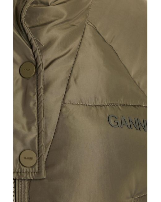 Ganni Green Quilted Shell Coat