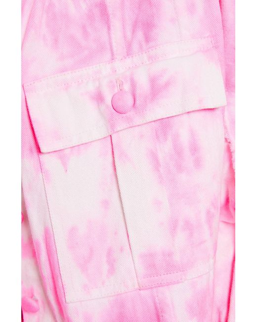 LoveShackFancy Pink Paca Tie-dyed Belted Denim Jumpsuit