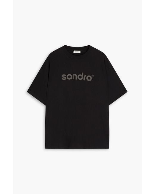 Sandro Black Logo-print Cotton-jersey T-shirt for men