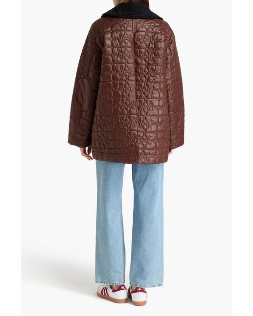Ganni Brown Quilted Shell Jacket