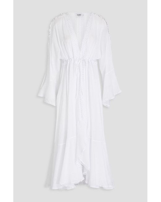 Charo Ruiz White Kathy Guipure Lace And Cotton-blend Voile Kaftan