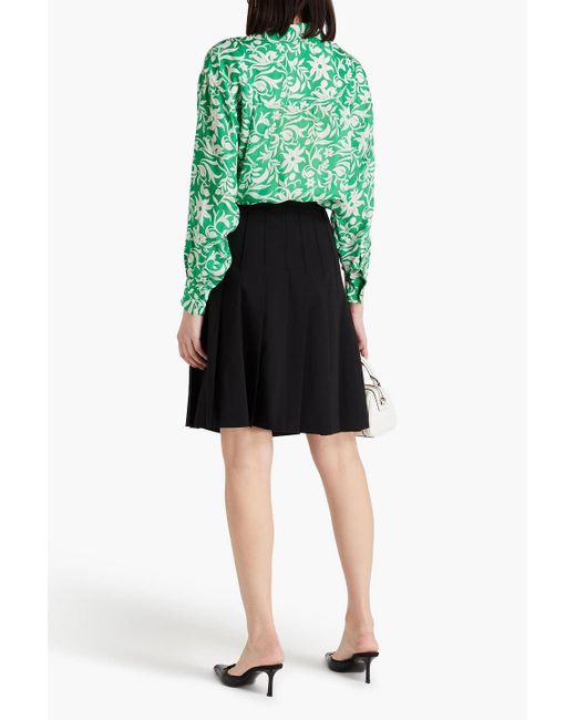 Maje Green Floral-print Cupro-blend Satin-twill Shirt