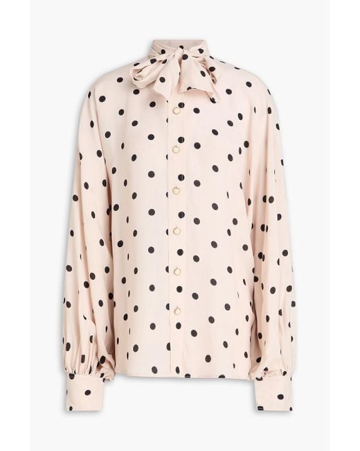 Zimmermann Pink Pussy-Bow Polka-Dot Crepe De Chine Blouse