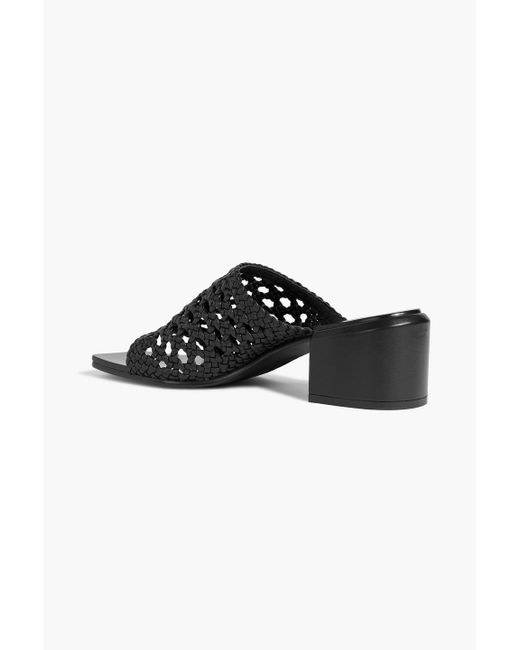 Jonathan Simkhai Black Elia Woven Leather Mules