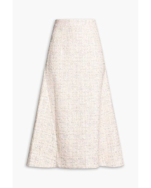 Huishan Zhang White Vicky Metallic Tweed Midi Skirt
