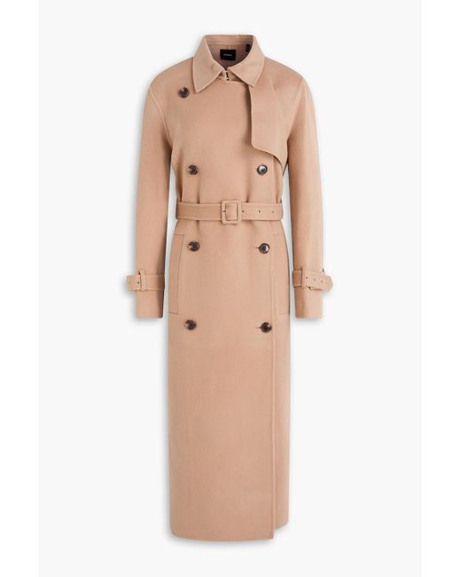Theory Natural Brushed Wool And Cashmere-blend Felt Trench Coat