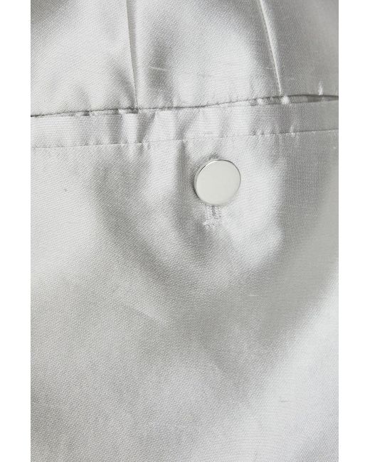 Theory White Silk-shantung Tapered Pants