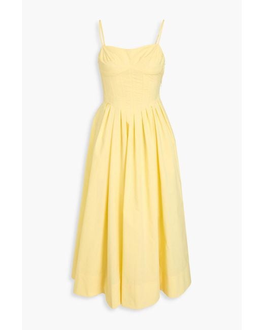 Jonathan Simkhai Yellow Gathered Cotton-Blend Poplin Midi Dress