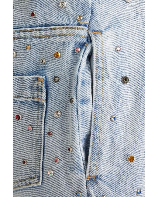 RED Valentino Blue Crystal-embellished High-rise Tapered Jeans