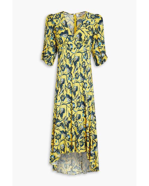 Diane von Furstenberg Green Tati Floral-print Crepe De Chine Midi Dress