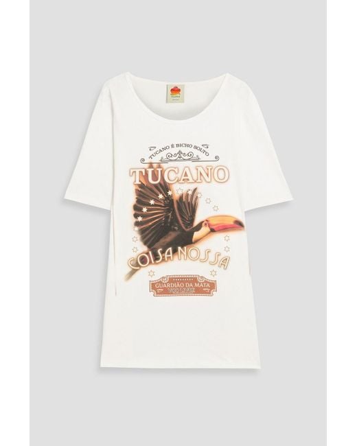 Farm Rio White Printed Cotton-Jersey T-Shirt