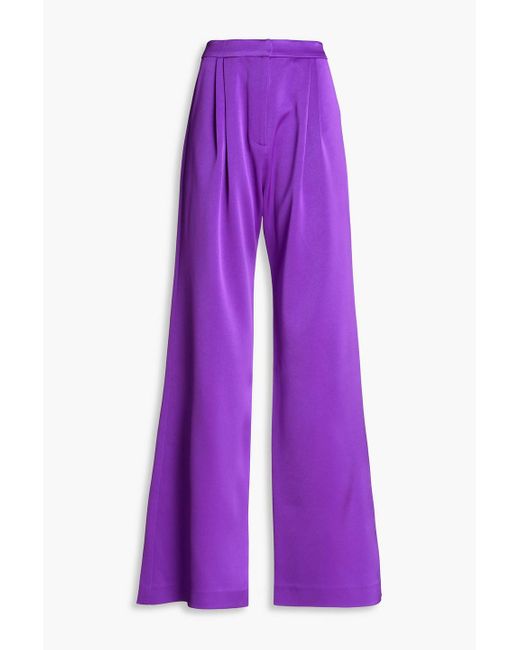 Alex Perry Purple Patton Satin-crepe Wide-leg Pants