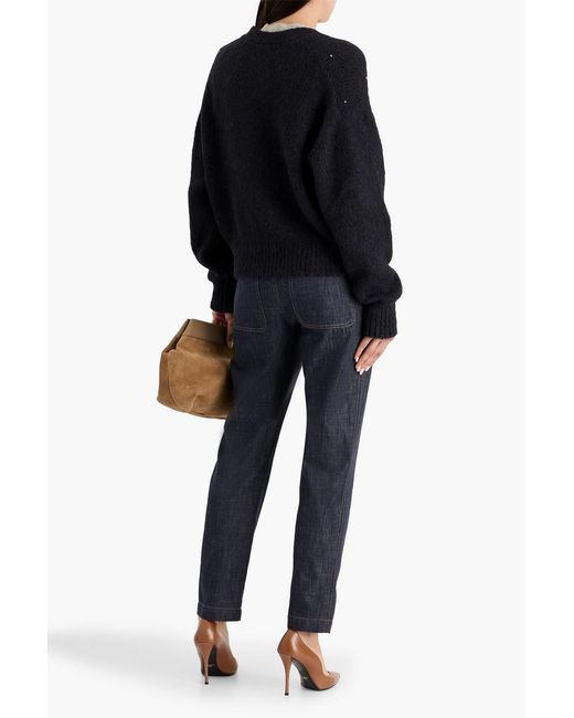 Brunello Cucinelli Blue High-Rise Tapered Jeans